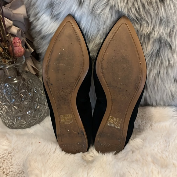 J Crew Black Suede Leather Pointy Toe Tassel Ballet Flats Shoes Sz 8.5 - Picture 11 of 15